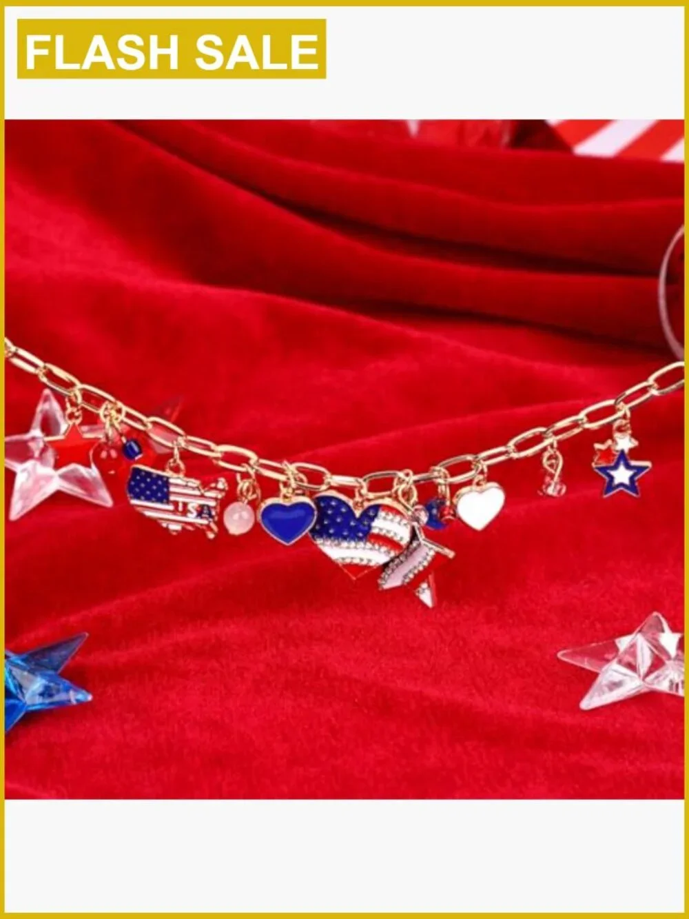Patriotic USA Link Bracelet Adjustable Chain Lobster Claw Alloy